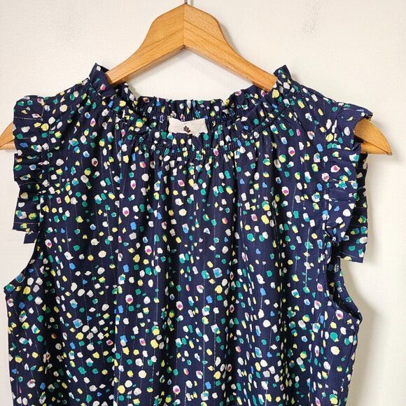 EUC LIKE NEW BETSEY'S BOUTIQUE SHOP SPECKLED MOCK NECK RUFFLE EDGES TANK TOP SM - Picture 6 of 15